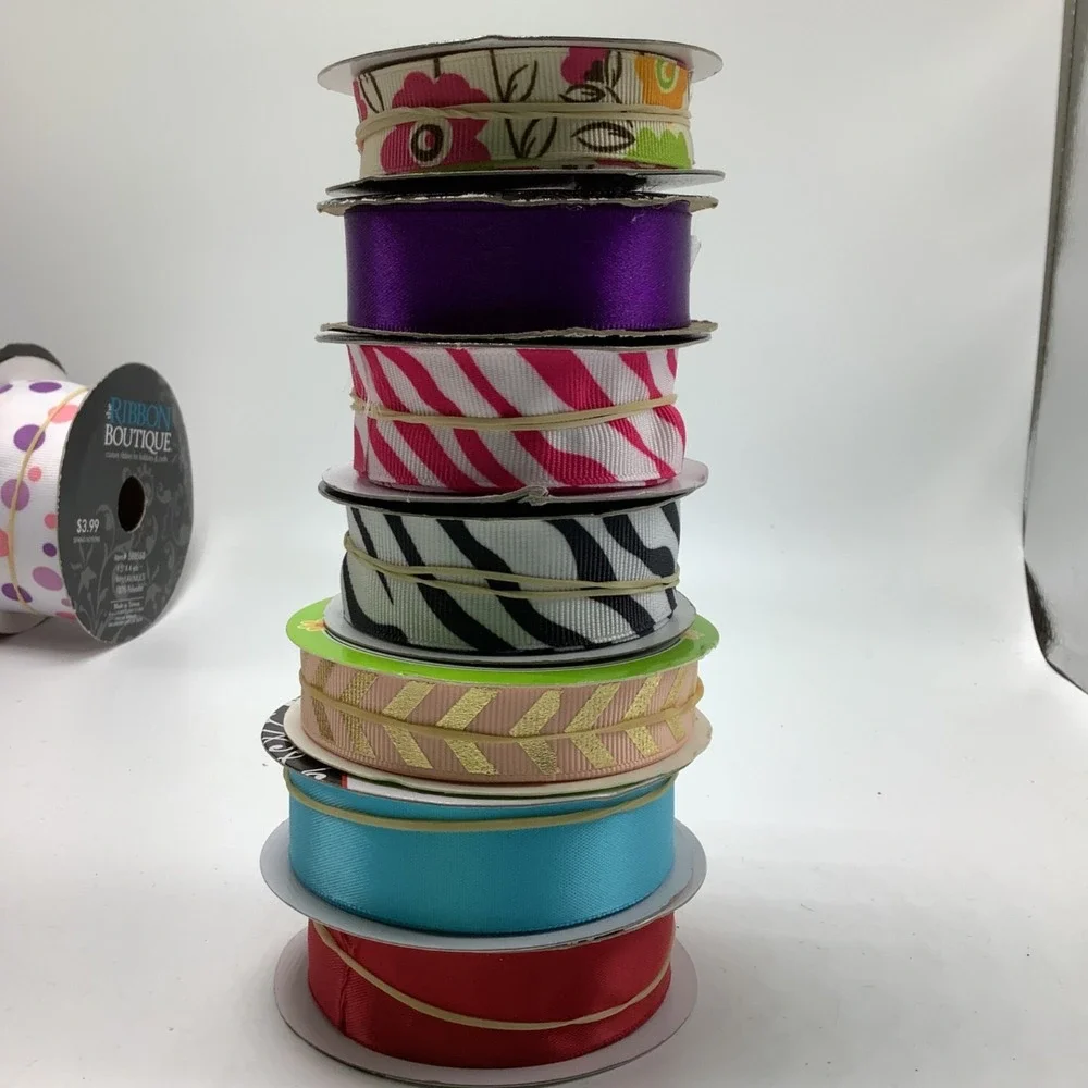 Lot of Ribbon for‎ Crafts 39 Pieces Assorted Solid & Print & Sizes New & Used